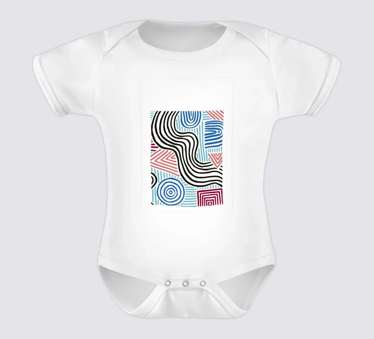 Organic Abstract: Freeform Lines & Shapes, Modern Trend Art short-sleeve baby romper by NorwesClub