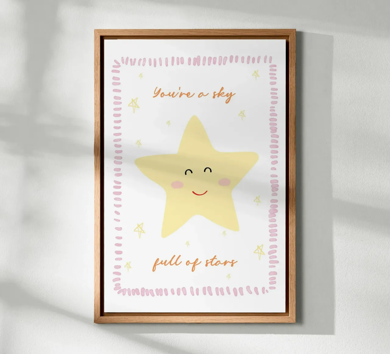 Star Print, Celestial Print canvas with Floater frame by Little Lola