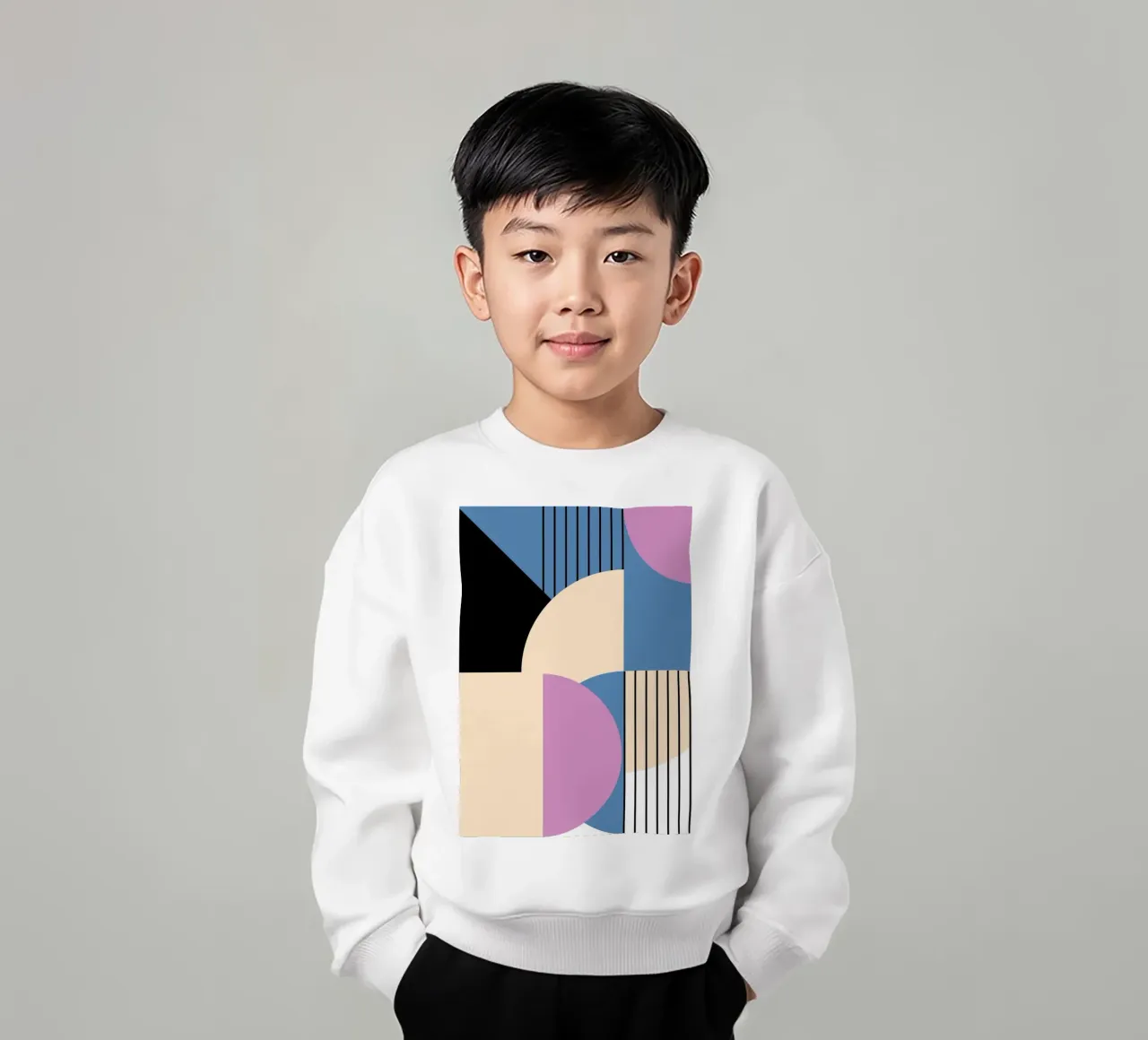 Bauhaus Geometric: Abstract Color Blocks & Lines, Modern Art kids sweatshirt by NorwesClub
