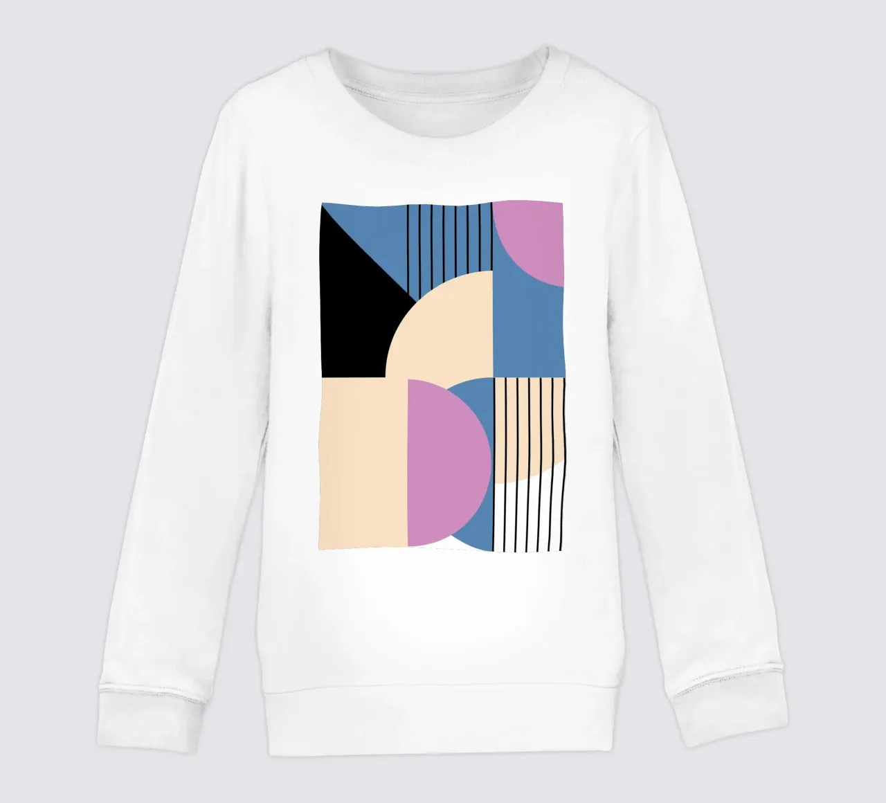 Bauhaus Geometric: Abstract Color Blocks & Lines, Modern Art kids sweatshirt by NorwesClub