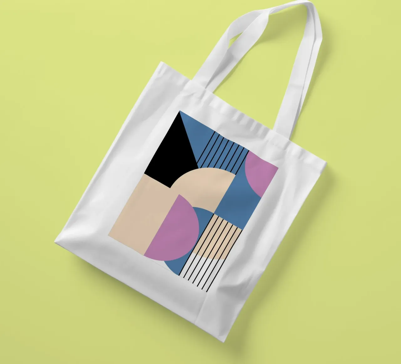 Bauhaus Geometric: Abstract Color Blocks & Lines, Modern Art tote bag by NorwesClub