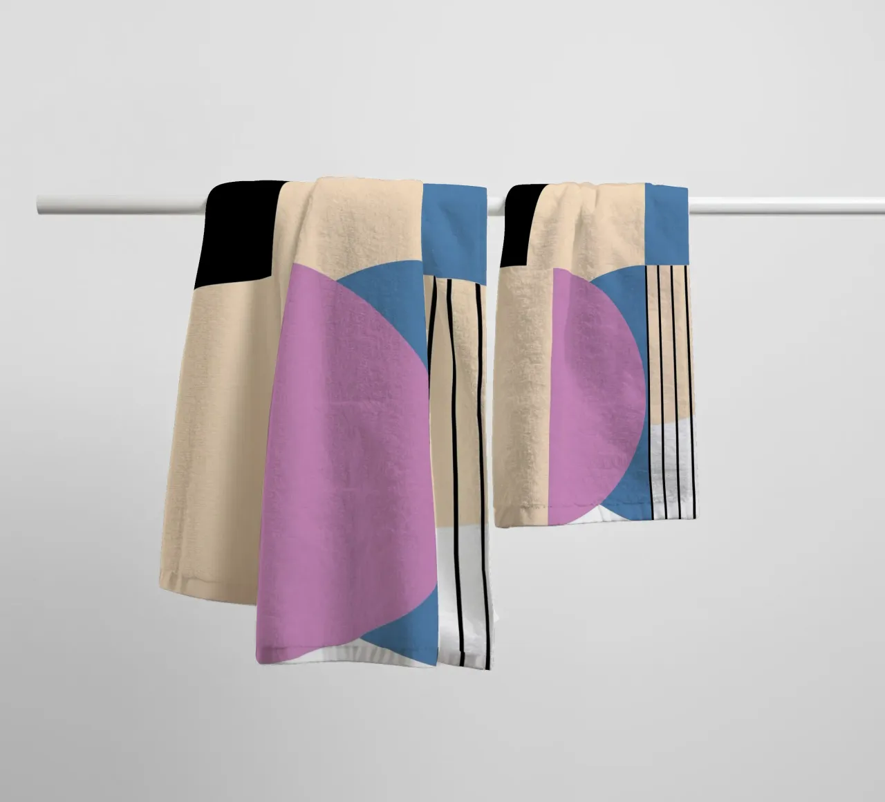 Bauhaus Geometric: Abstract Color Blocks & Lines, Modern Art towel by NorwesClub