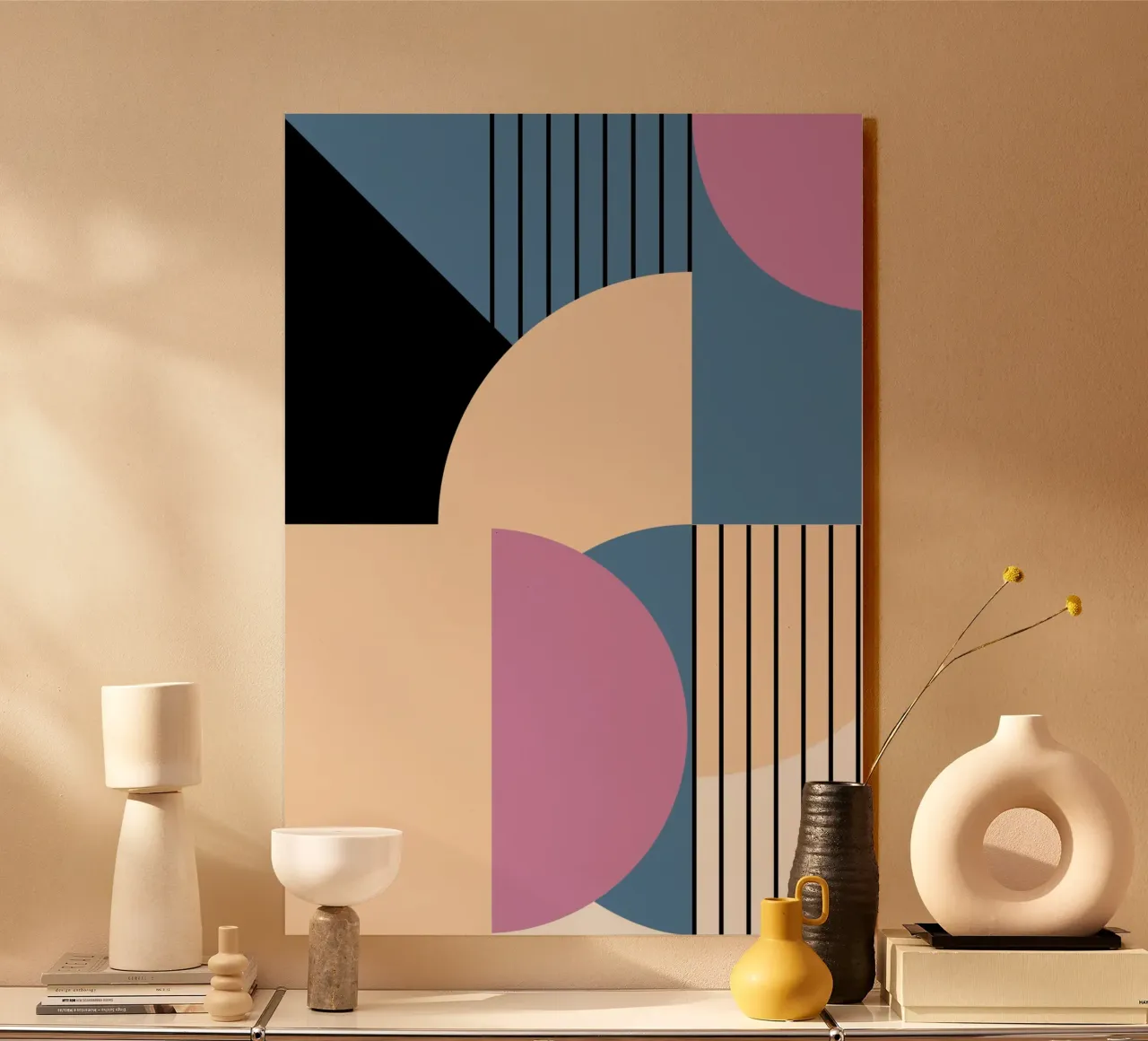 Bauhaus Geométrico: Abstract Color Blocks & Lines, Arte Moderno metacrilato de NorwesClub
