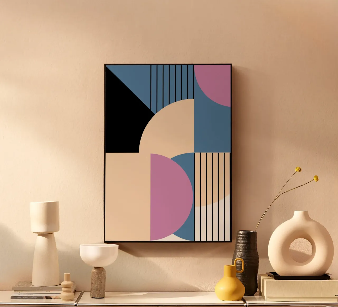 Bauhaus Geometric: Abstract Color Blocks & Lines, Modern Art alu-dibond by NorwesClub
