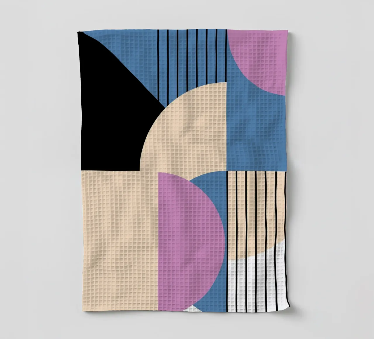 Bauhaus Geometric: Abstract Color Blocks & Lines, Modern Art tea towel by NorwesClub