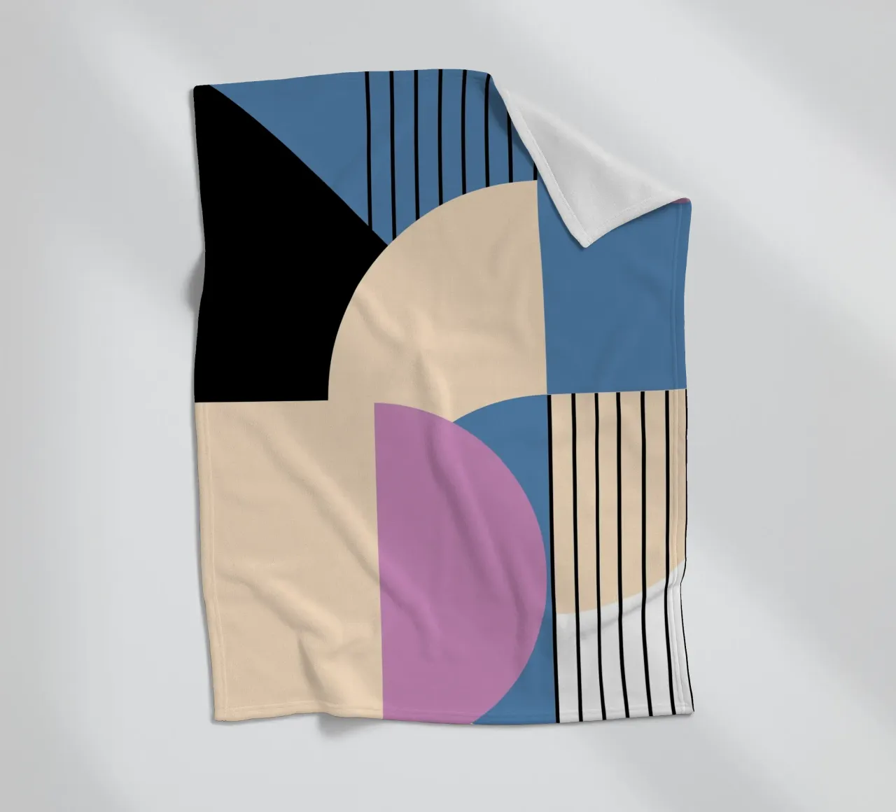 Bauhaus Geometric: Abstract Color Blocks & Lines, Modern Art fleece blanket by NorwesClub
