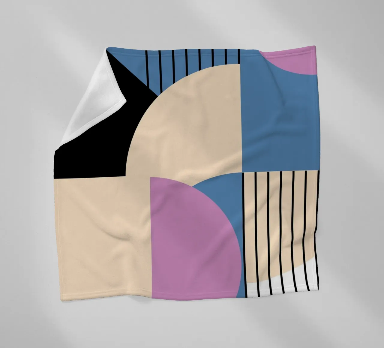 Bauhaus Geometric: Abstract Color Blocks & Lines, Modern Art fleece blanket by NorwesClub