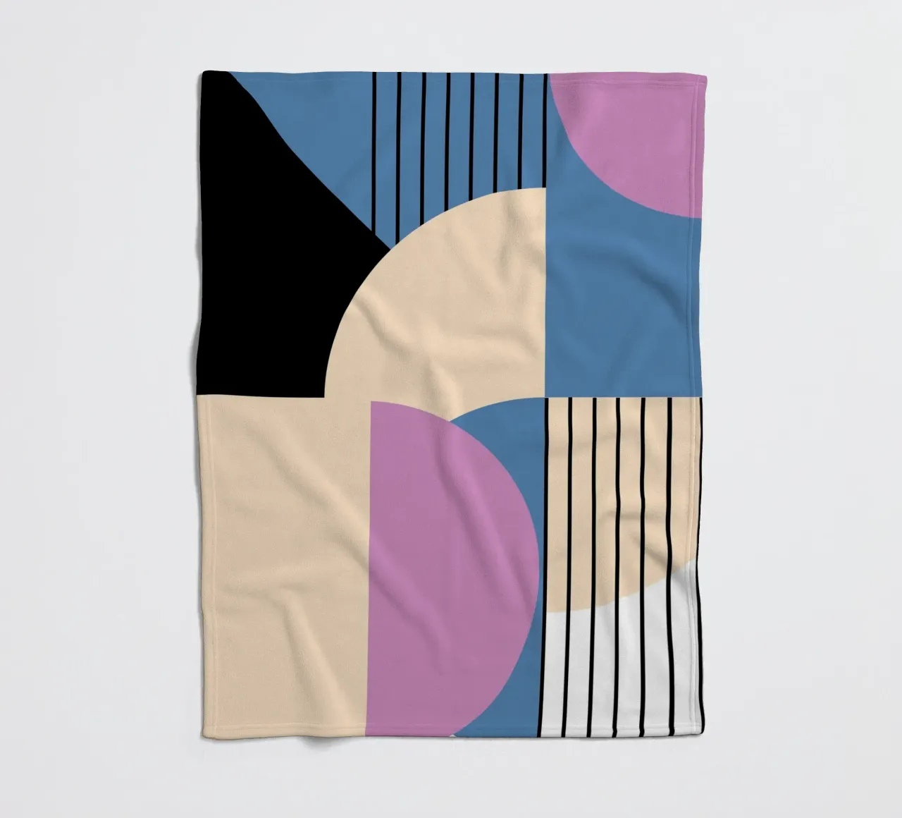 Bauhaus Geometric: Abstract Color Blocks & Lines, Modern Art fleece blanket by NorwesClub