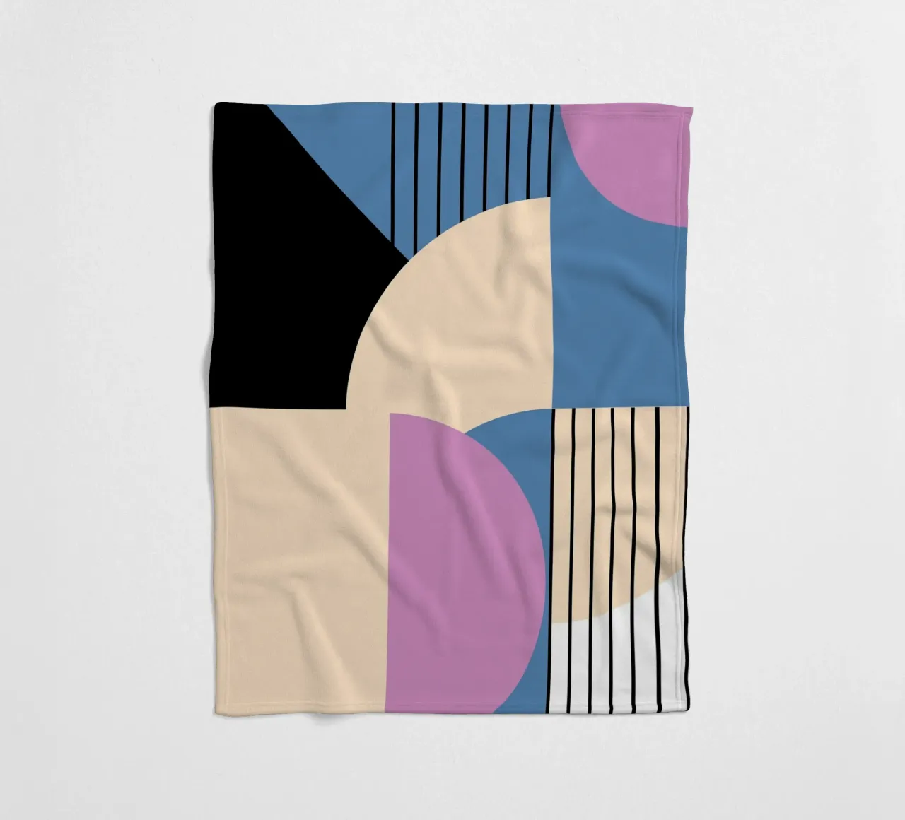 Bauhaus Geometric: Abstract Color Blocks & Lines, Modern Art fleece blanket by NorwesClub