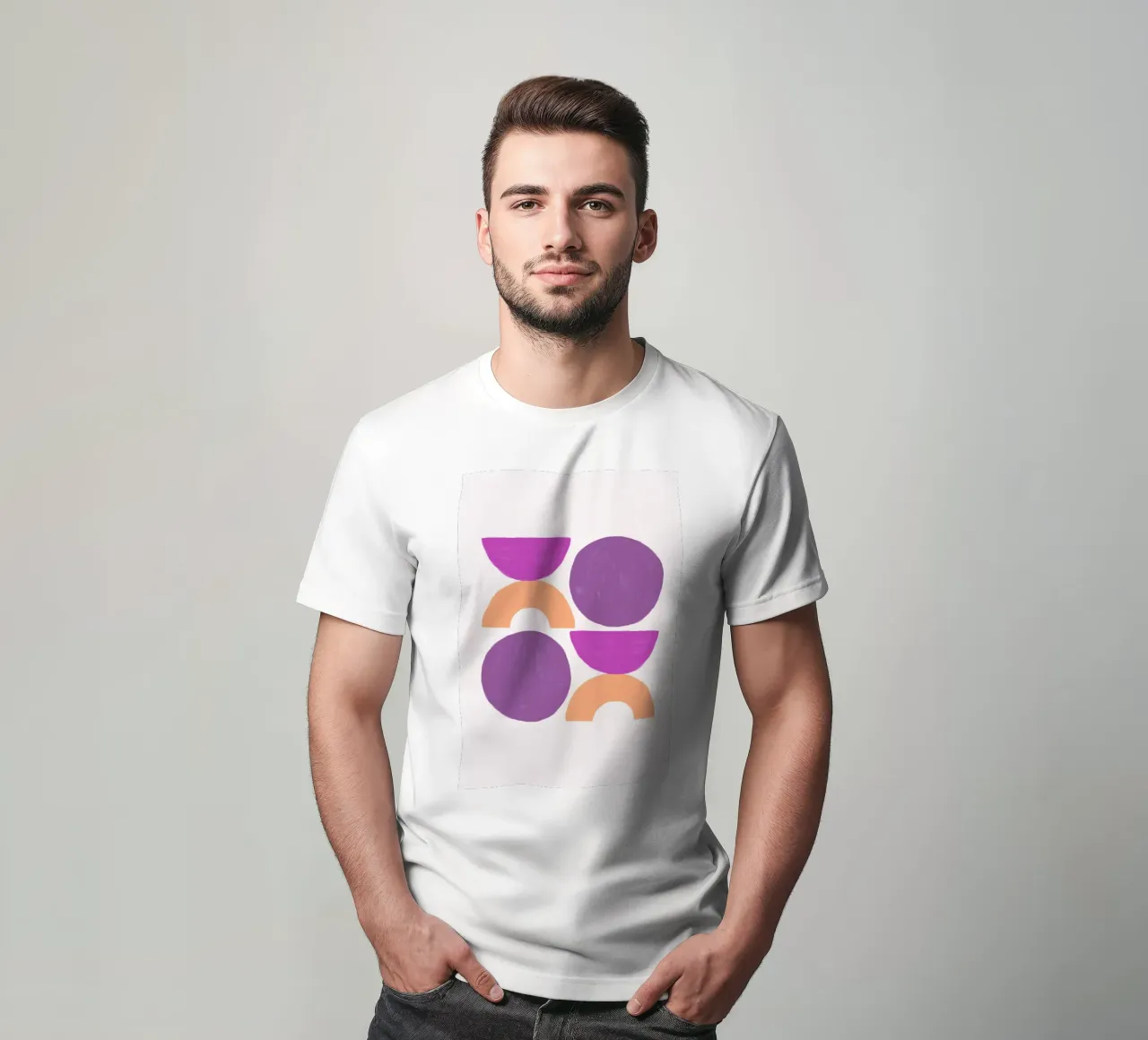 Geometria organica: Forme astratte viola e arancioni, Ar t-shirt da NorwesClub