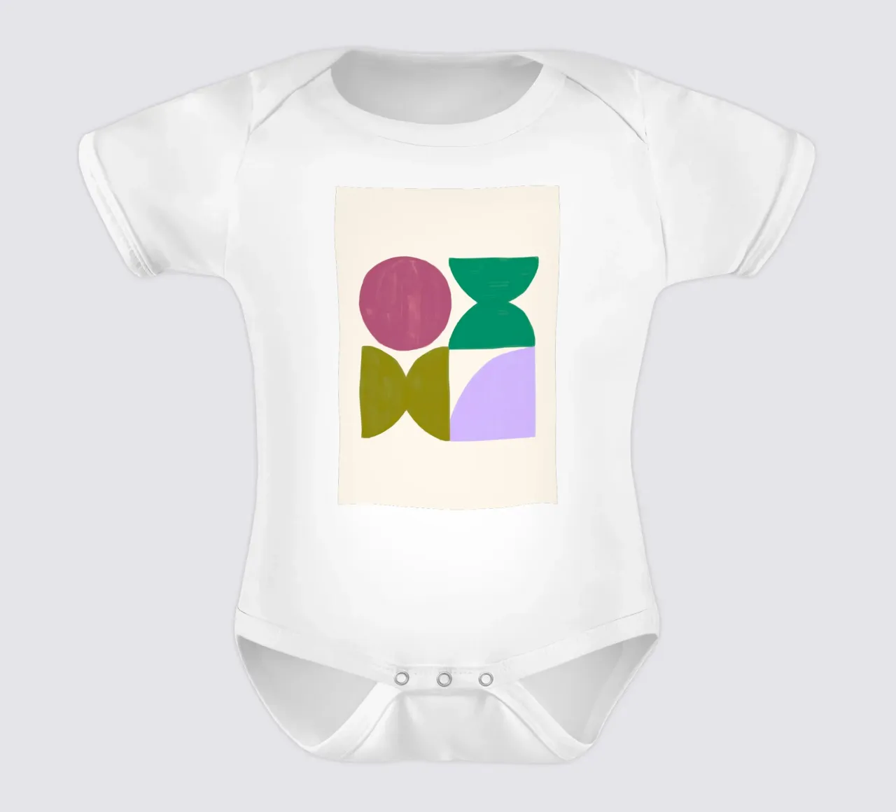 Whimsical Geometry: Abstract Shapes, Modern Organic Art Prin short-sleeve baby romper by NorwesClub