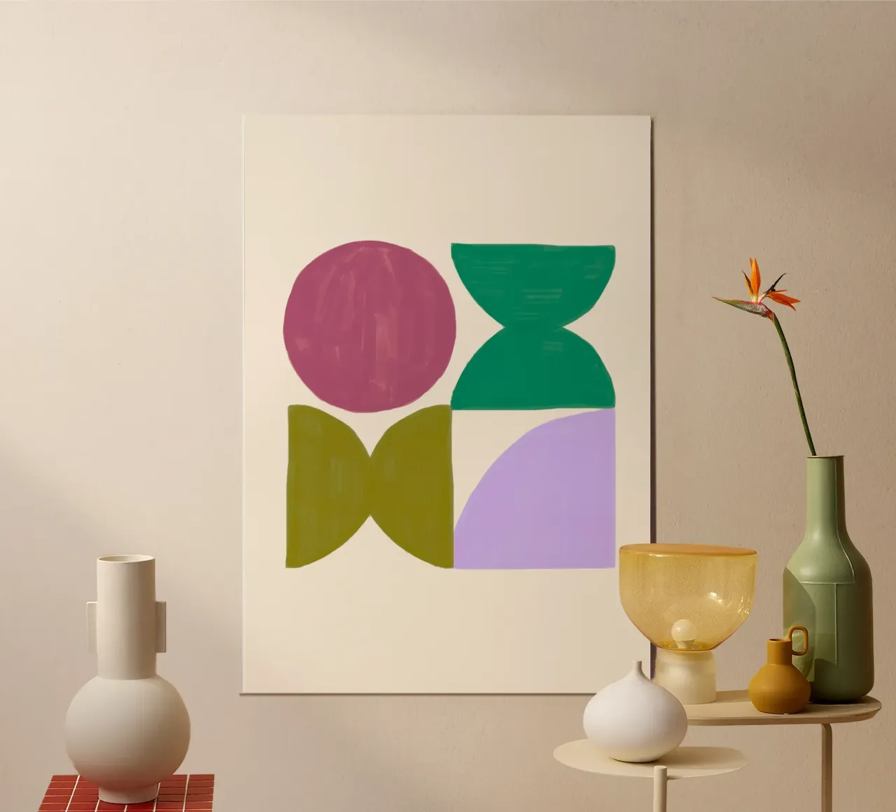 Whimsical Geometry: Abstract Shapes, Modern Organic Art Prin hahnemühle by NorwesClub