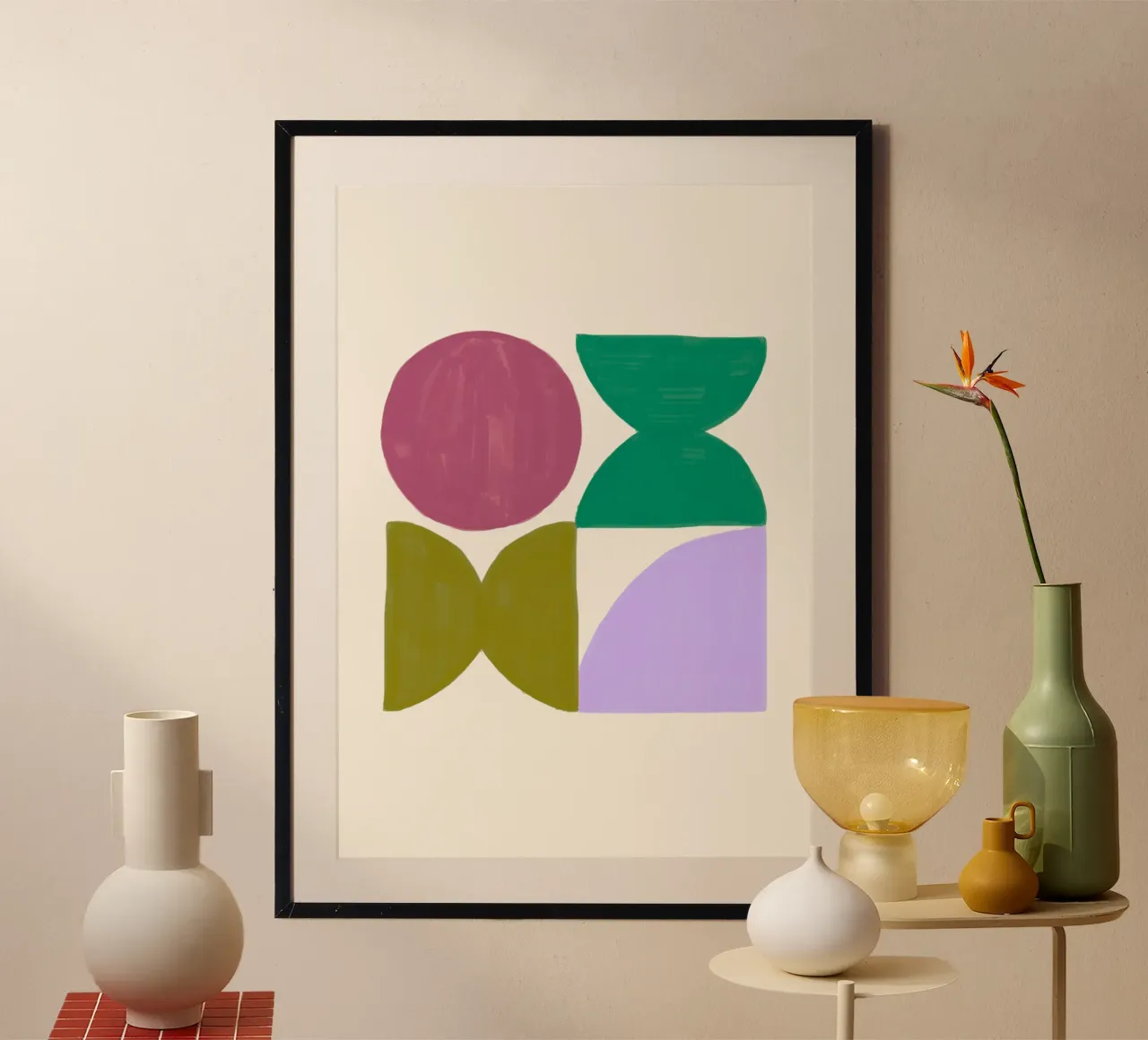 Whimsical Geometry: Abstract Shapes, Modern Organic Art Prin hahnemühle by NorwesClub
