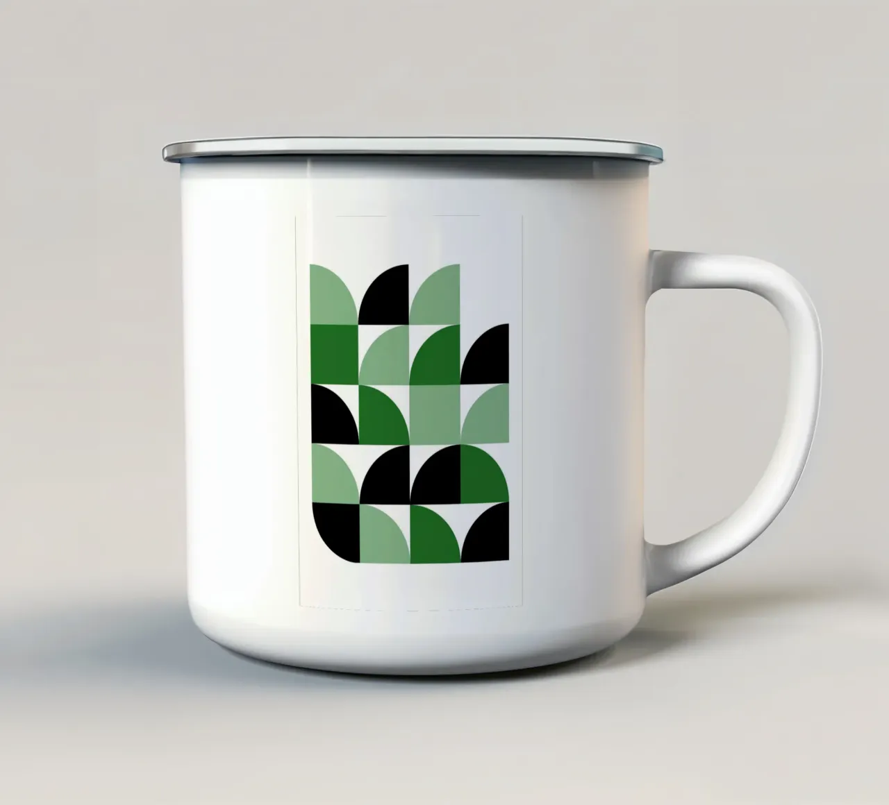 Jardin Bauhaus : Abstrait géométrique, vert et noir Trend Art mug en émail de NorwesClub