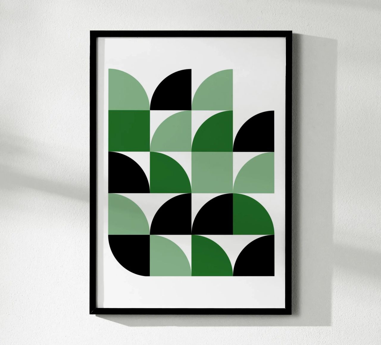 Bauhaus Garten: Geometrisch Abstrakt, Grün & Schwarz Trend Art Poster von NorwesClub