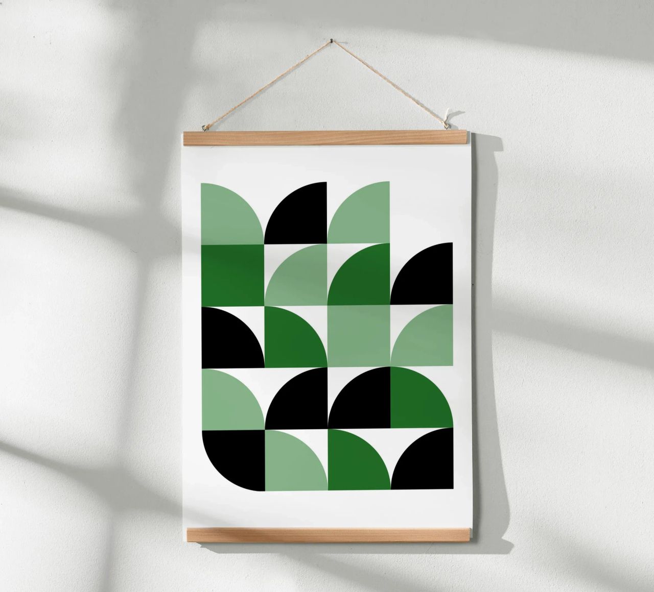 Bauhaus Garten: Geometrisch Abstrakt, Grün & Schwarz Trend Art Poster von NorwesClub