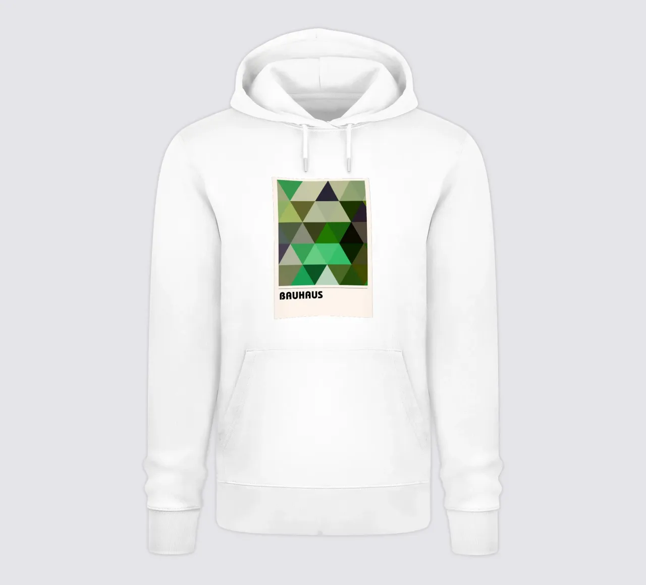Bauhaus Evergreen: Triangoli geometrici, tendenza verde e terra felpa con cappuccio da NorwesClub