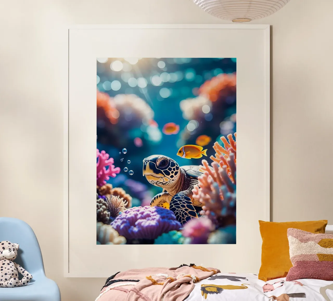 🪸🐢 Sea Turtle | Sunburst on the Shield poster with aluminum frame by Trinkets NL Design Studio