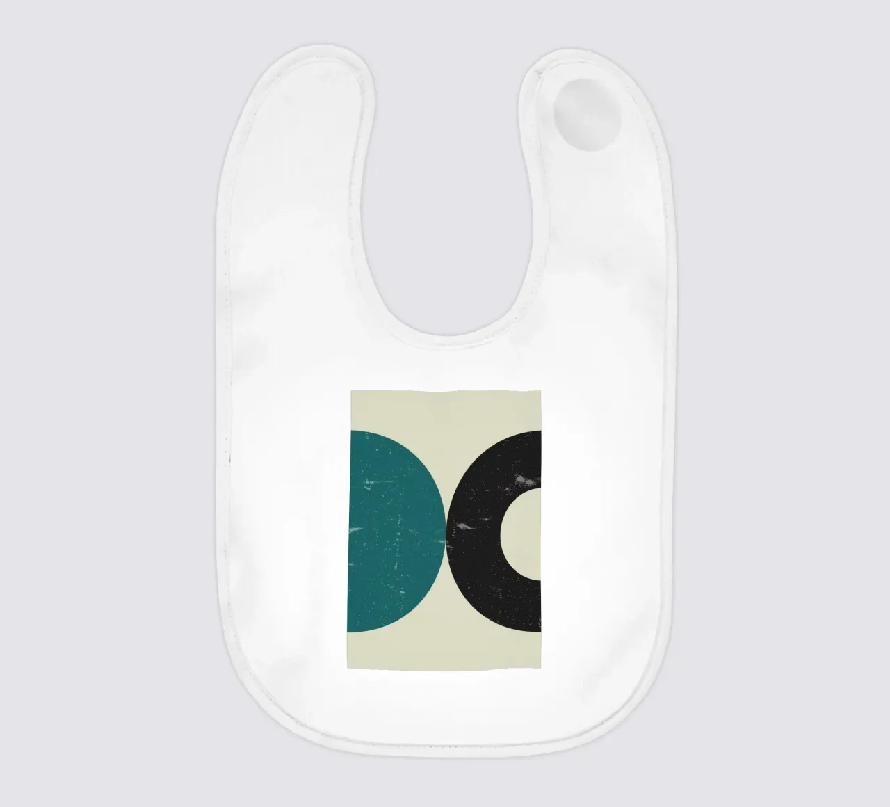 Retro Circles: Abstract Geometric, Teal & Black Minimalist A babero de NorwesClub