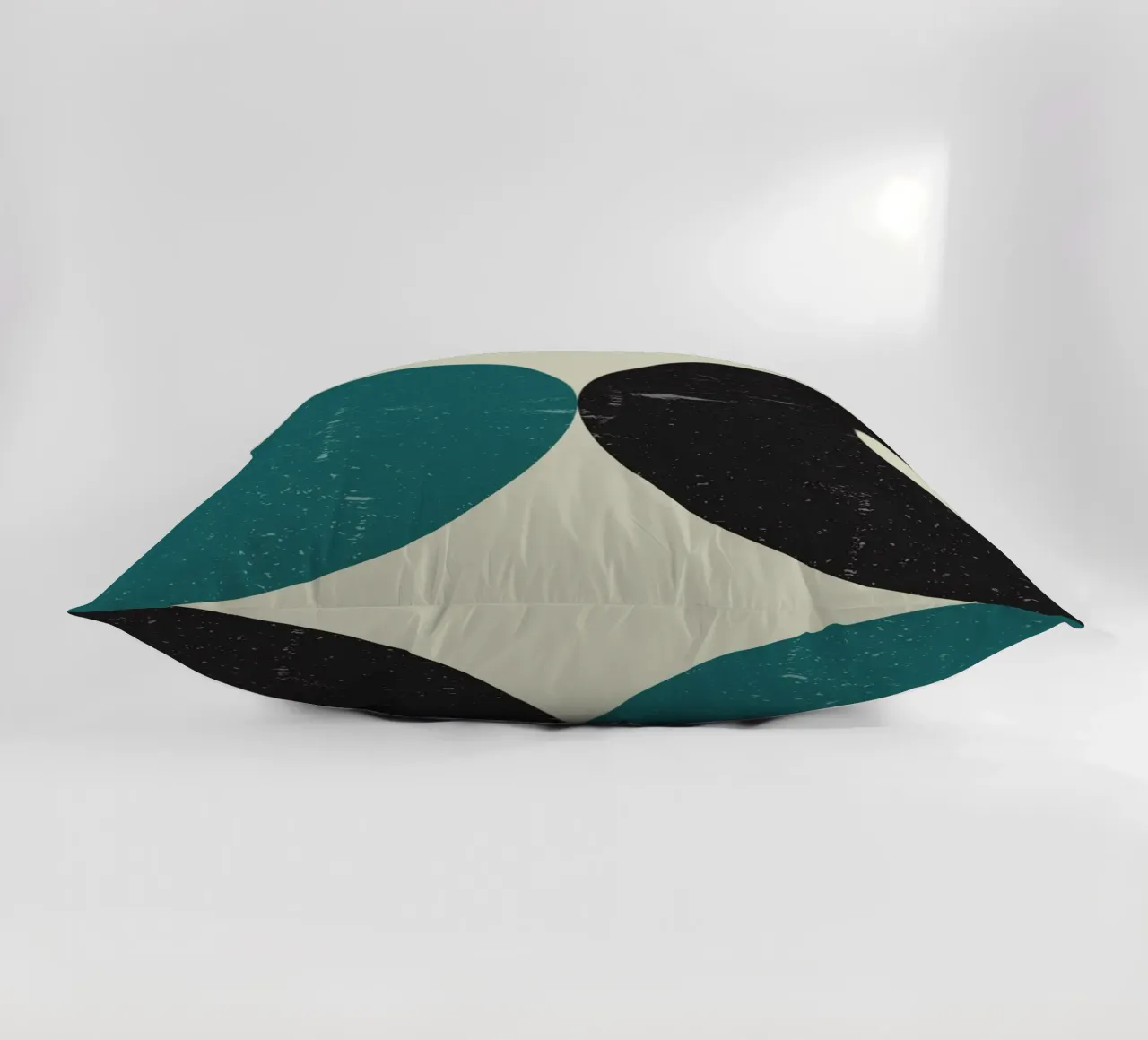 Retro Circles: Abstract Geometric, Teal & Black Minimalist A decorative cushion by NorwesClub