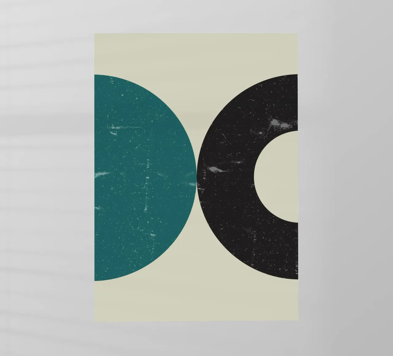 Retro Circles: Abstract Geometric, Teal & Black Minimalist A lámina retroiluminada de NorwesClub