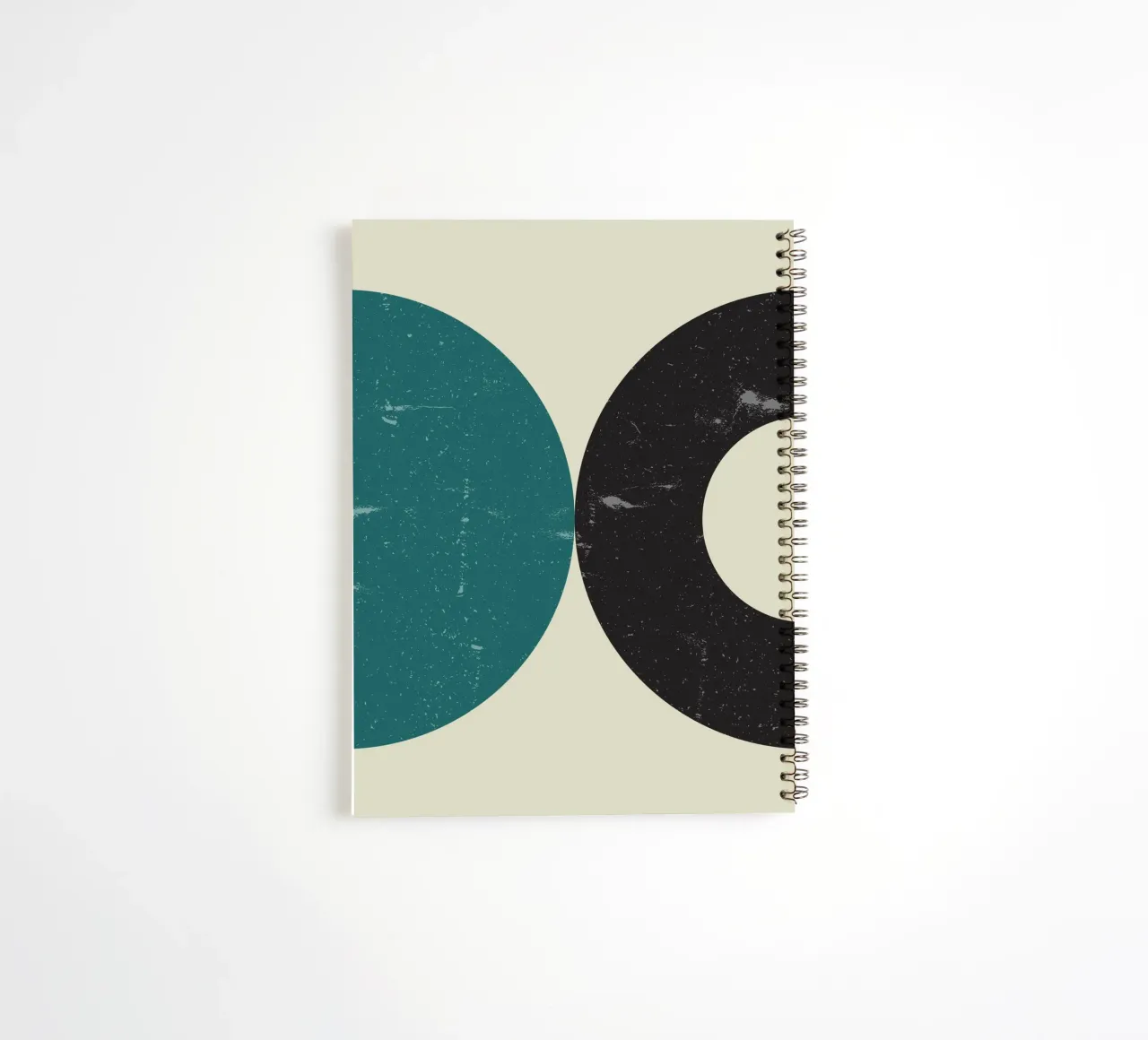Retro Circles: Abstract Geometric, Teal & Black Minimalist A spiral notebook by NorwesClub