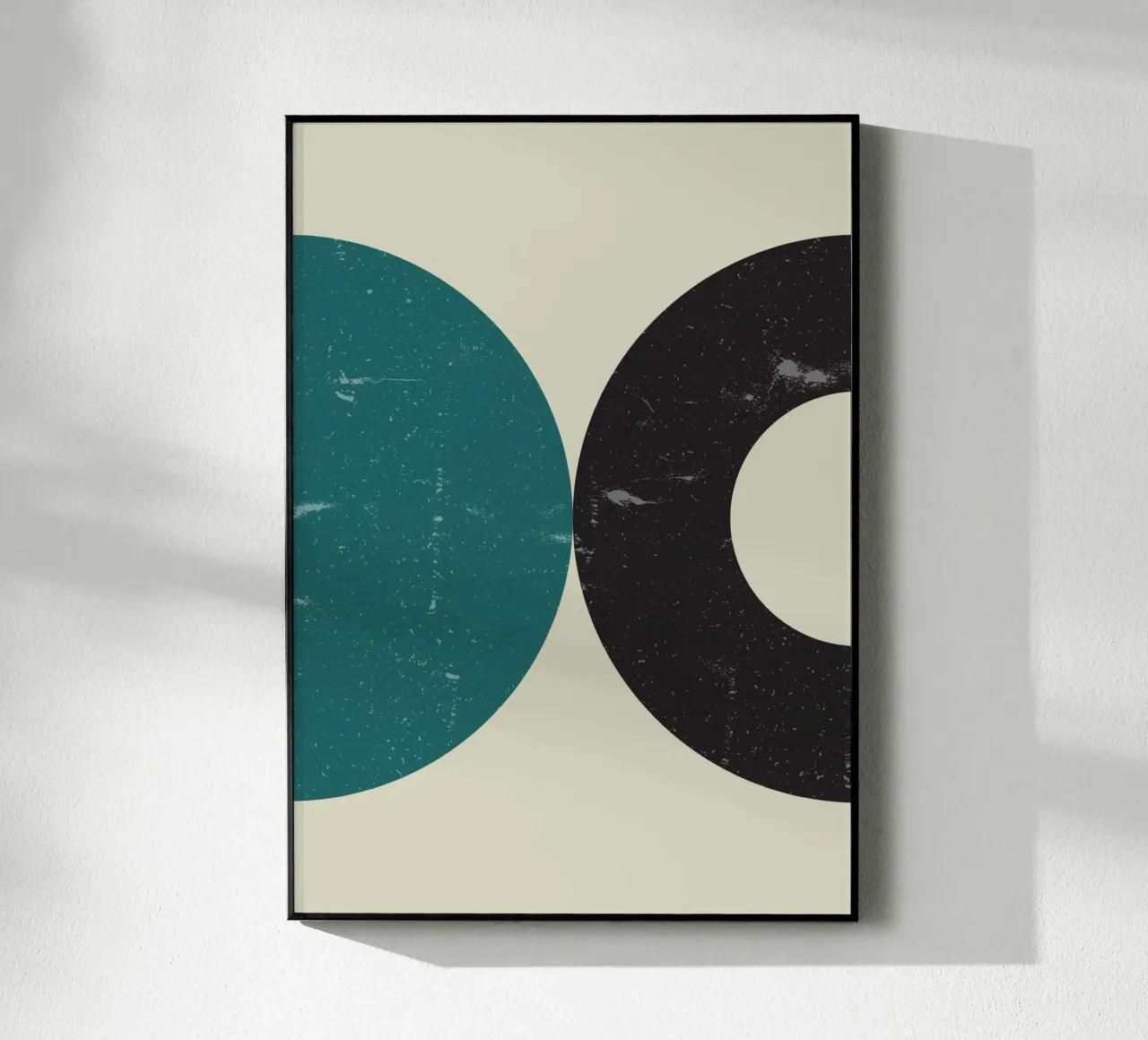 Retro Circles: Abstract Geometric, Teal & Black Minimalist A metacrilato de NorwesClub