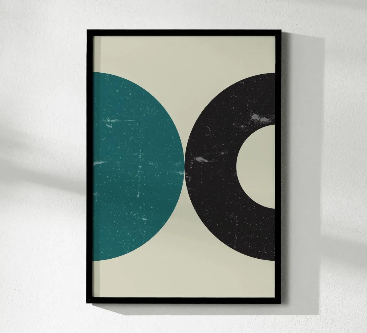 Retro Circles: Abstract Geometric, Teal & Black Minimalist A hahnemühle de NorwesClub