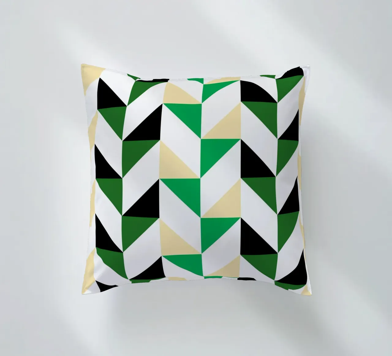 Ritmo a zig zag: Chevron geometrico, arte astratta verde e nera cuscino da NorwesClub