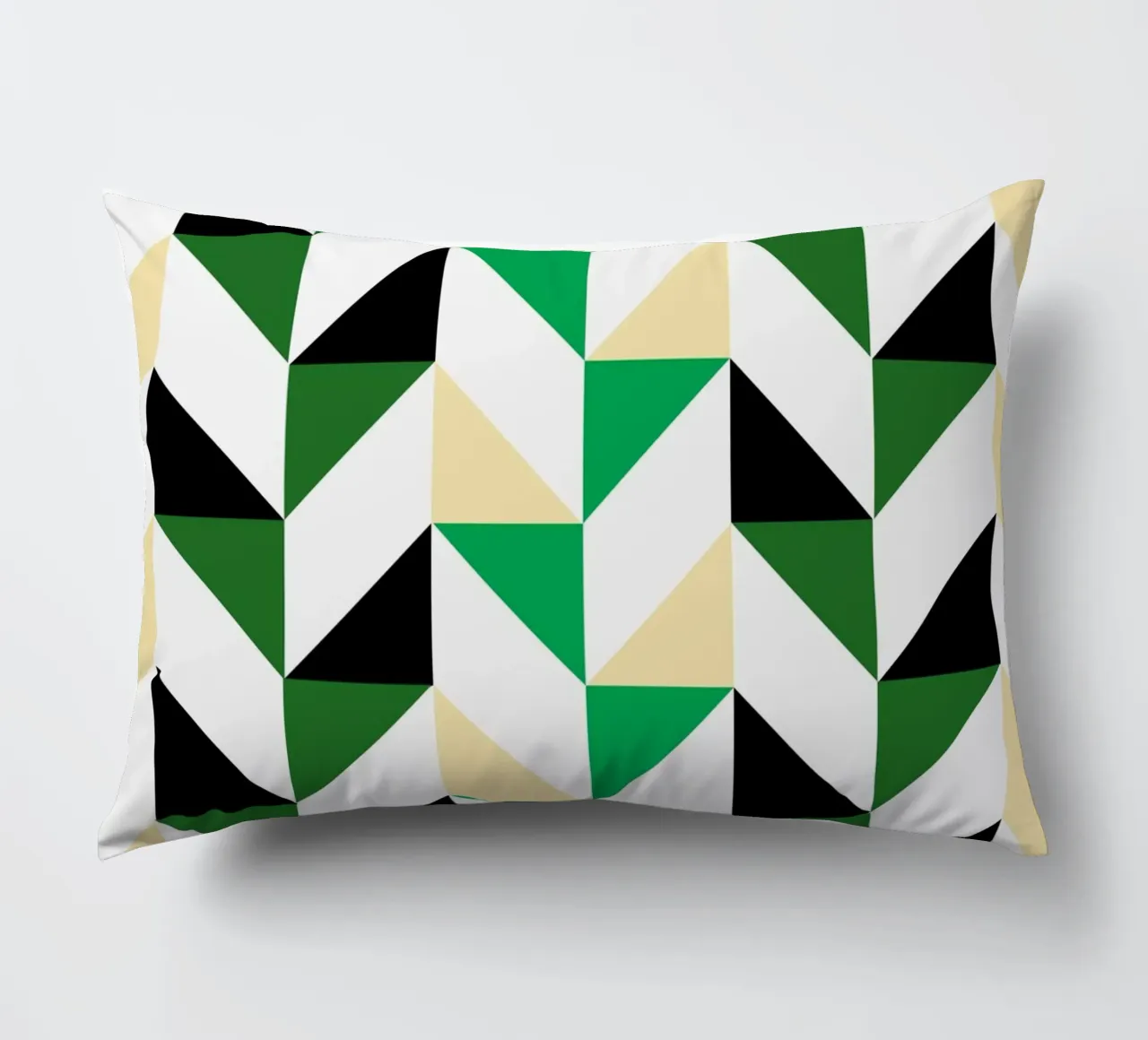 Ritmo a zig zag: Chevron geometrico, arte astratta verde e nera cuscino da NorwesClub