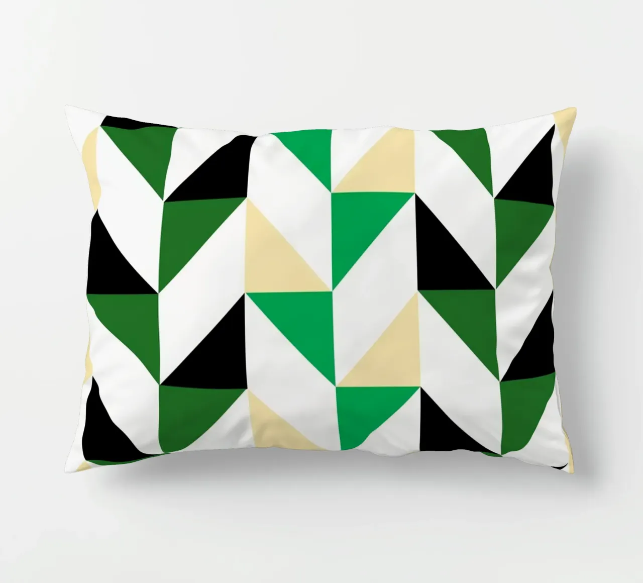Ritmo a zig zag: Chevron geometrico, arte astratta verde e nera cuscino da NorwesClub