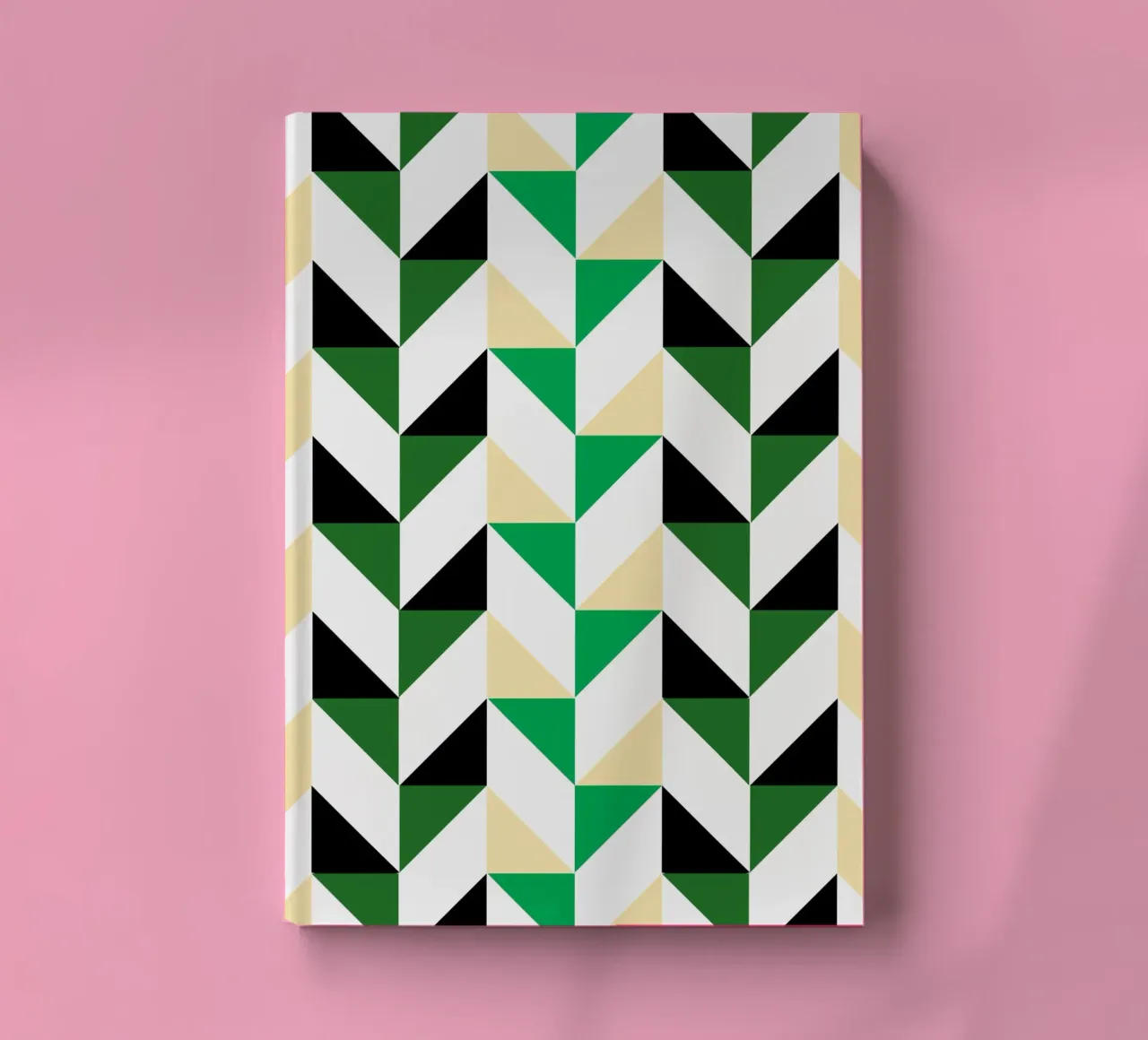 Zigzag Rhythm: Geometric Chevron, Green & Black Abstract Art notebook by NorwesClub