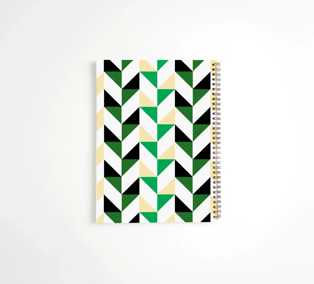 Zigzag Rhythm: Geometric Chevron, Green & Black Abstract Art spiral notebook by NorwesClub