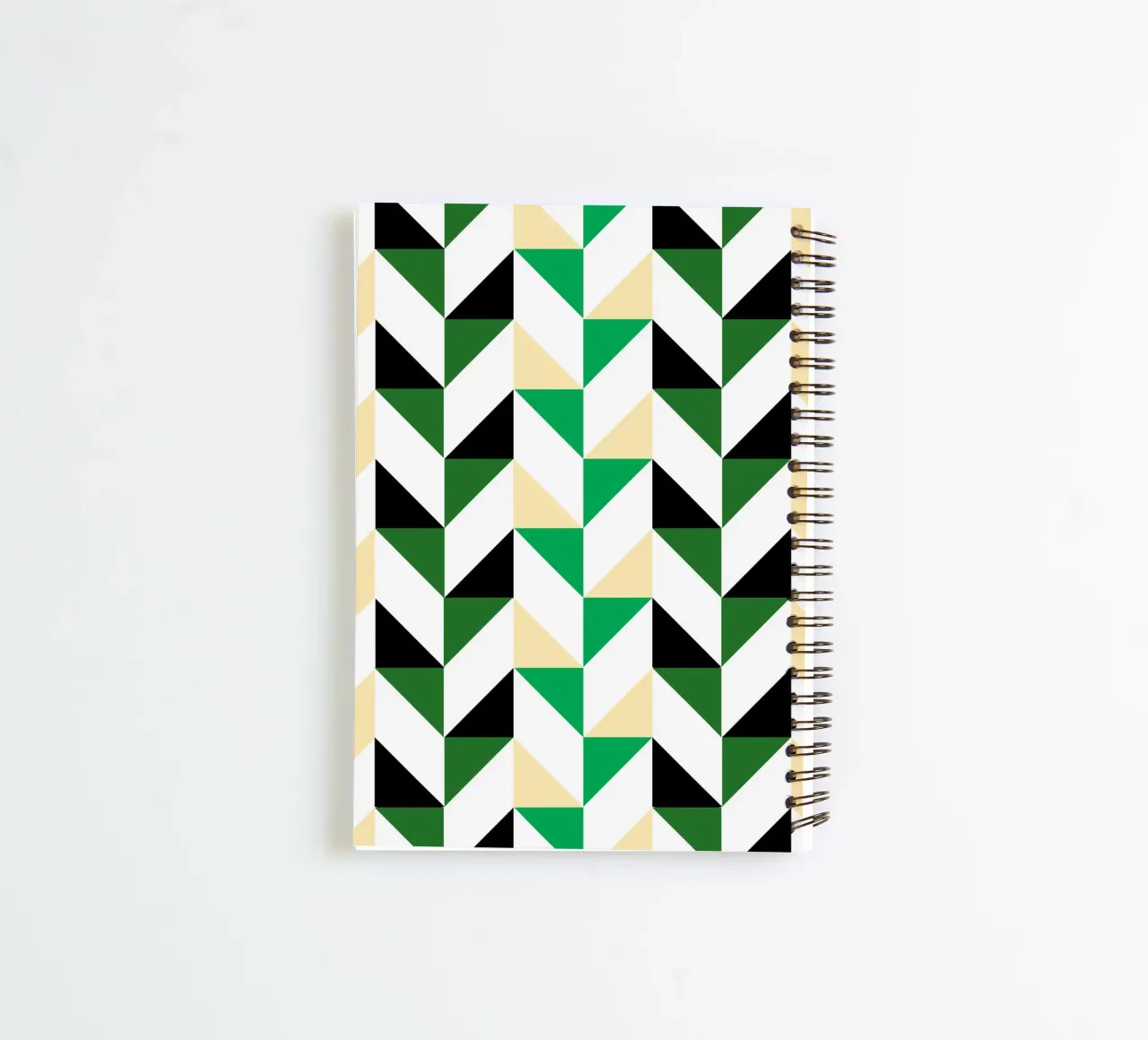 Zigzag Rhythm: Geometric Chevron, Green & Black Abstract Art spiral notebook by NorwesClub