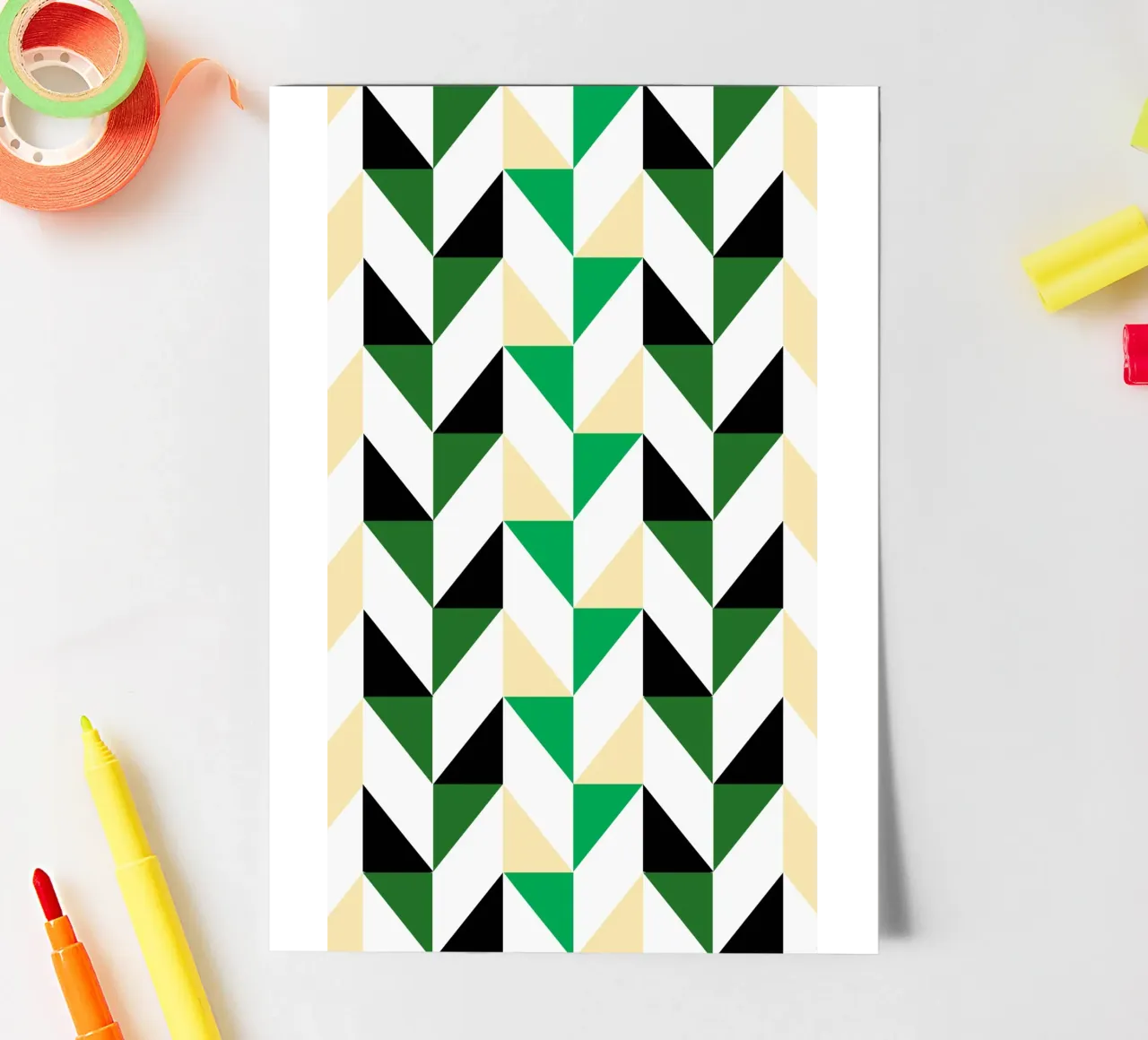 Zickzack-Rhythmus: Geometrischer Chevron, Grün & Schwarz Abstrakte Kunst Stickerbogen von NorwesClub