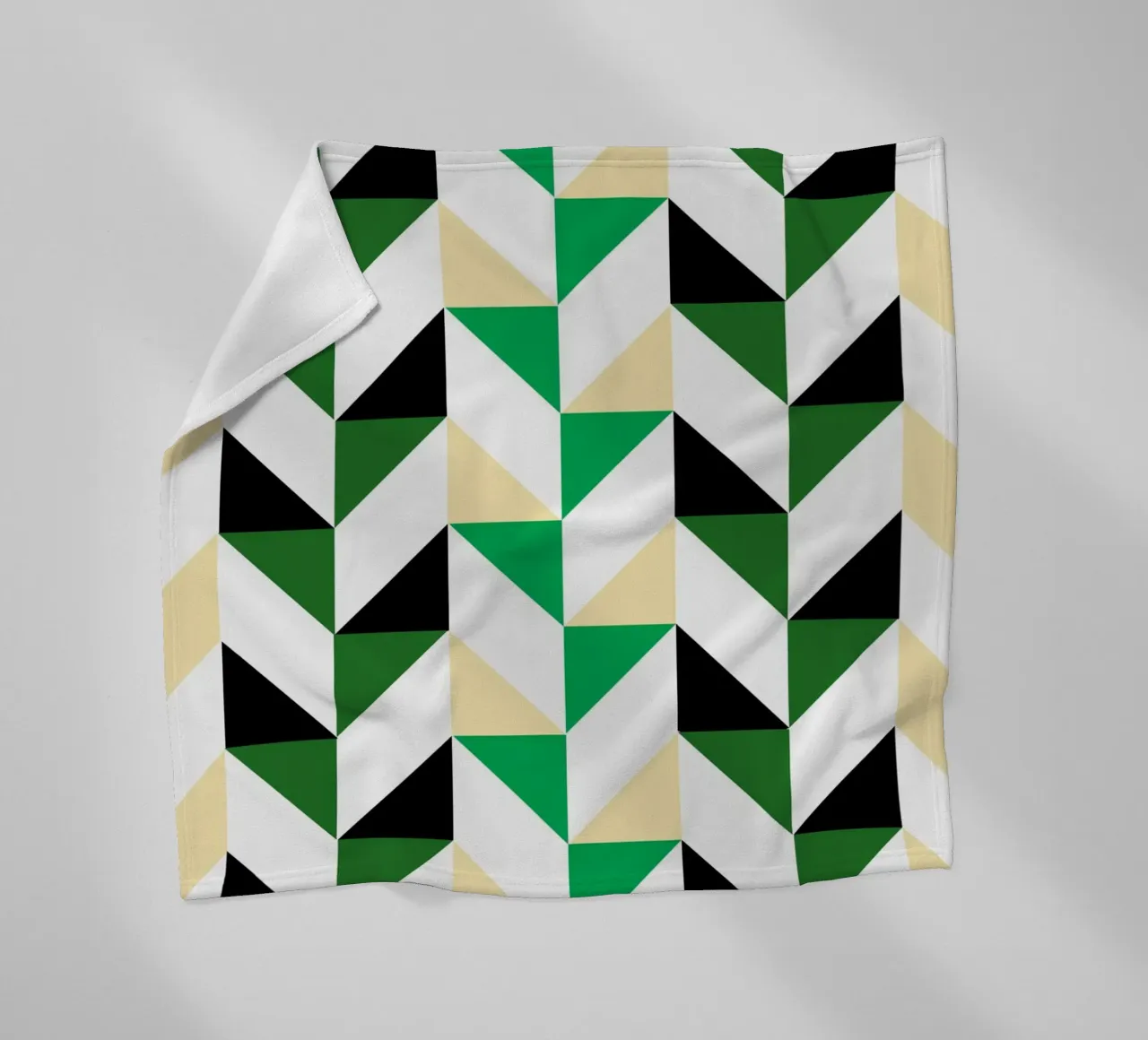 Zigzag Rhythm: Geometric Chevron, Green & Black Abstract Art fleece blanket by NorwesClub