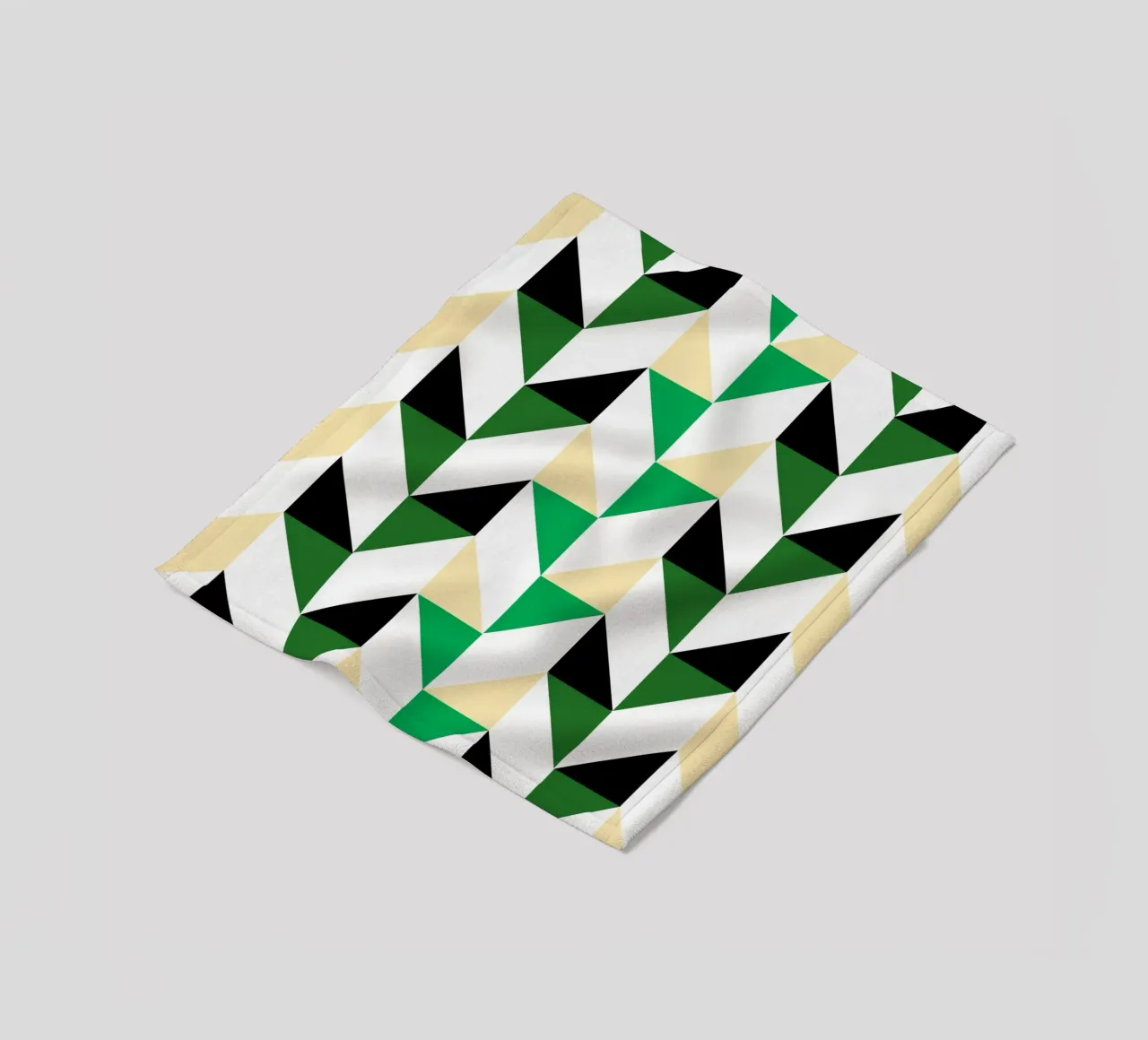 Zigzag Rhythm: Geometric Chevron, Green & Black Abstract Art fleece blanket by NorwesClub