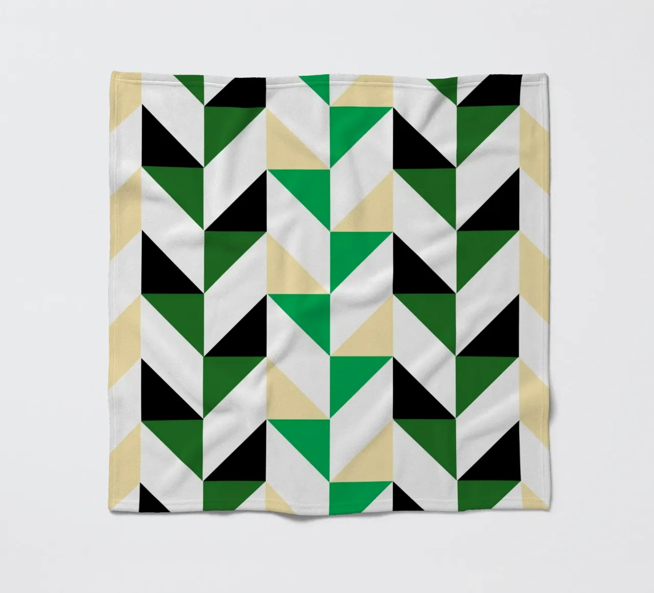 Zigzag Rhythm: Geometric Chevron, Green & Black Abstract Art fleece blanket by NorwesClub