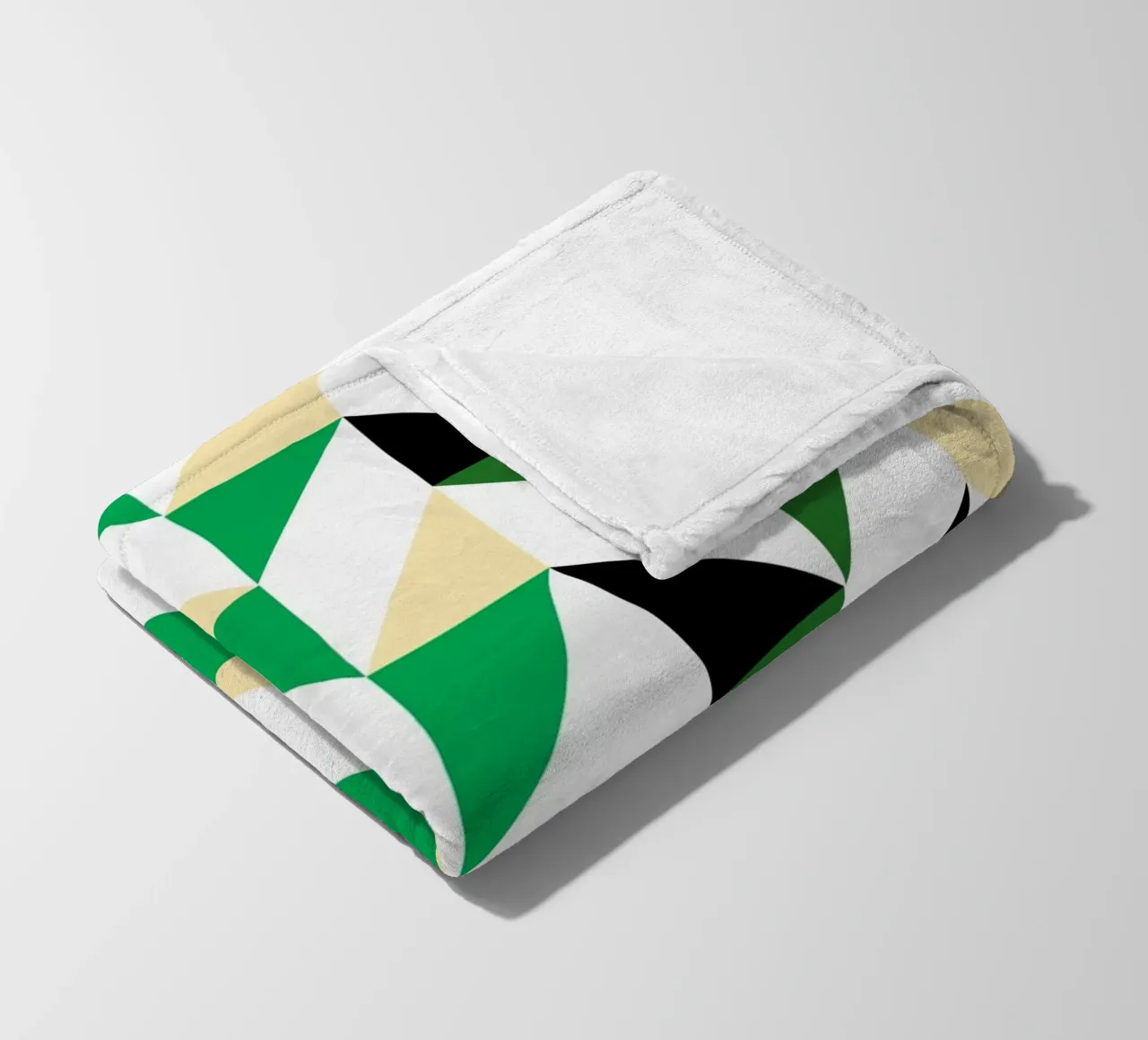 Zigzag Rhythm: Geometric Chevron, Green & Black Abstract Art fleece blanket by NorwesClub