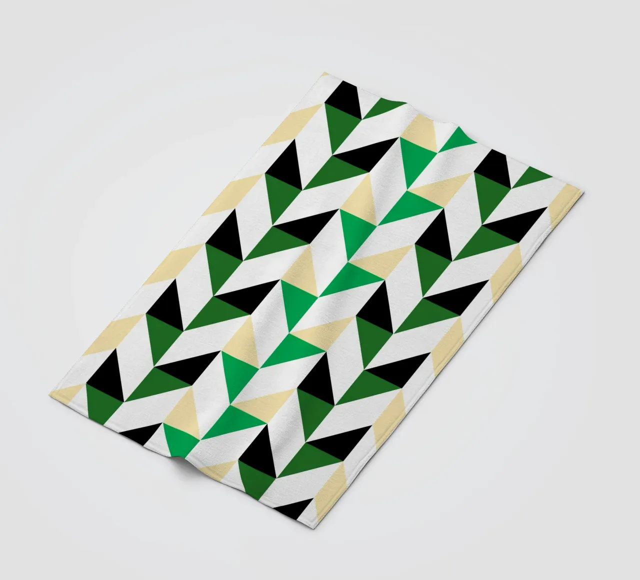 Zigzag Rhythm: Geometric Chevron, Green & Black Abstract Art fleece blanket by NorwesClub