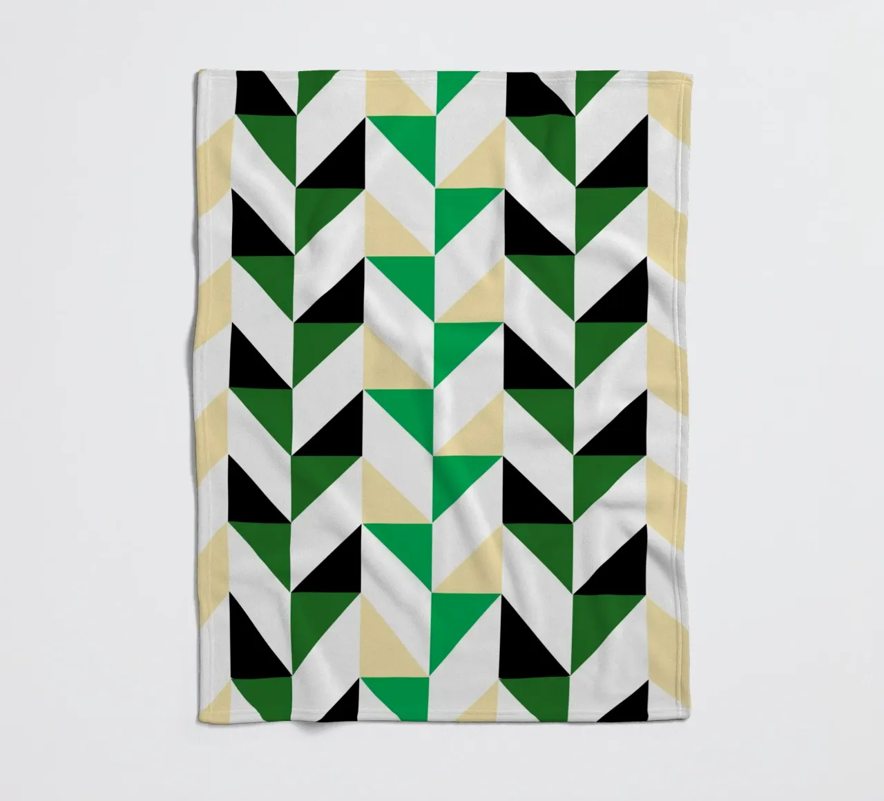 Zigzag Rhythm: Geometric Chevron, Green & Black Abstract Art fleece blanket by NorwesClub