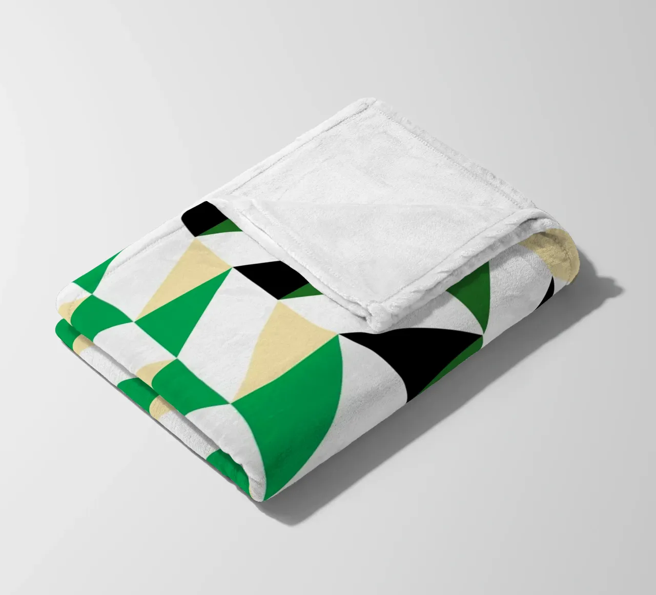 Zigzag Rhythm: Geometric Chevron, Green & Black Abstract Art fleece blanket by NorwesClub