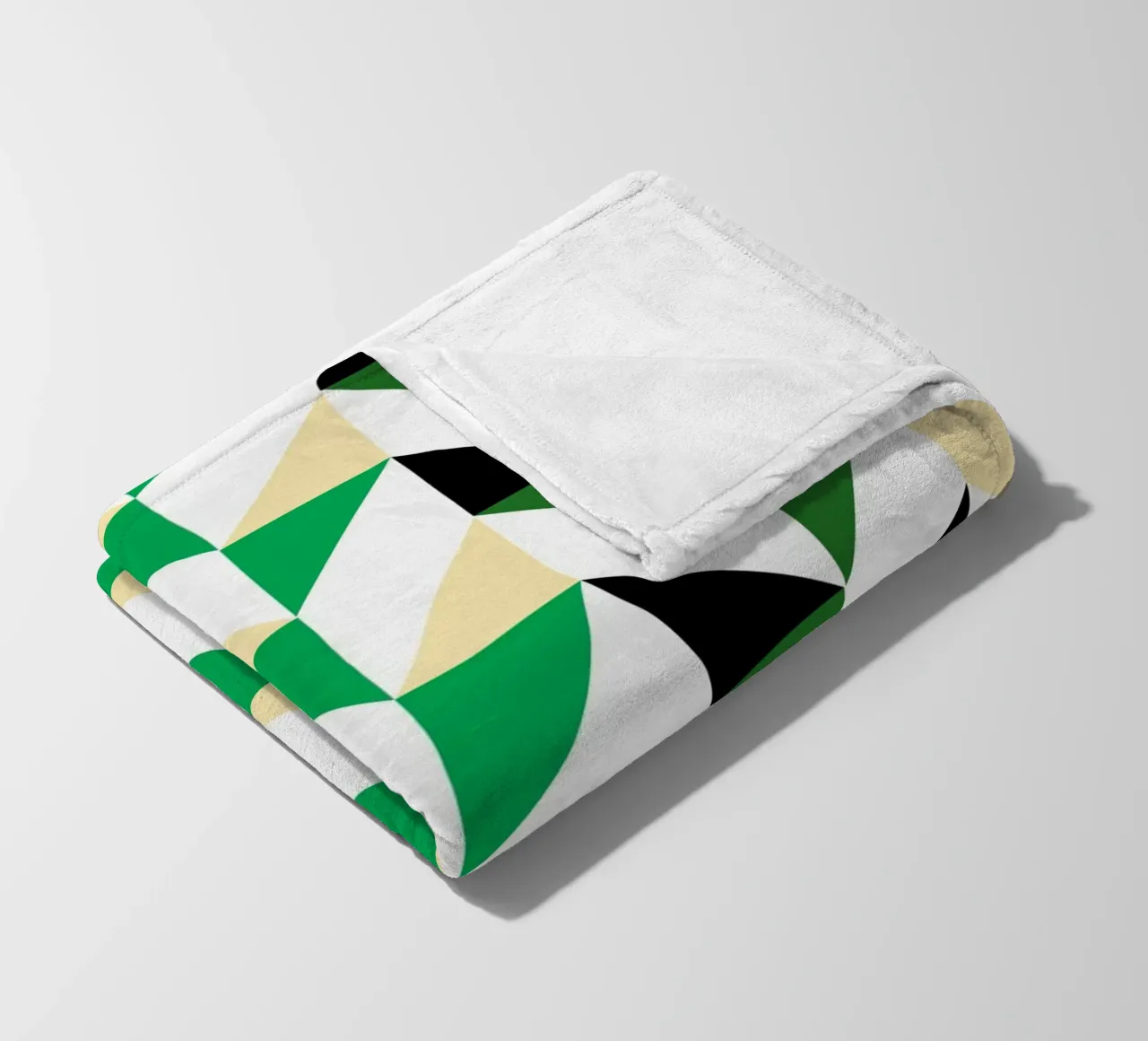 Zigzag Rhythm: Geometric Chevron, Green & Black Abstract Art fleece blanket by NorwesClub