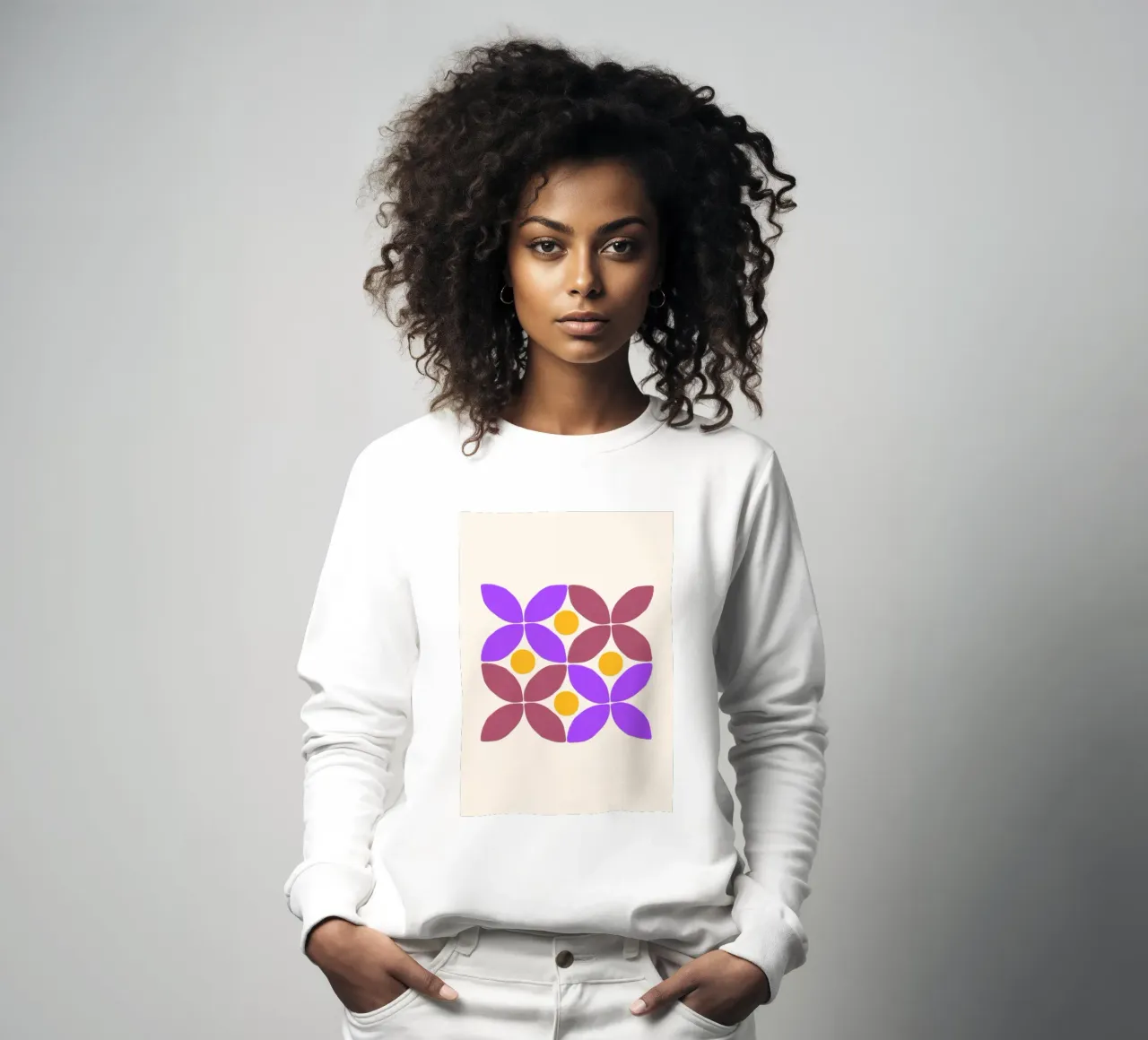 Pétales organiques : Art moderne abstrait floral, violet et jaune sweat de NorwesClub