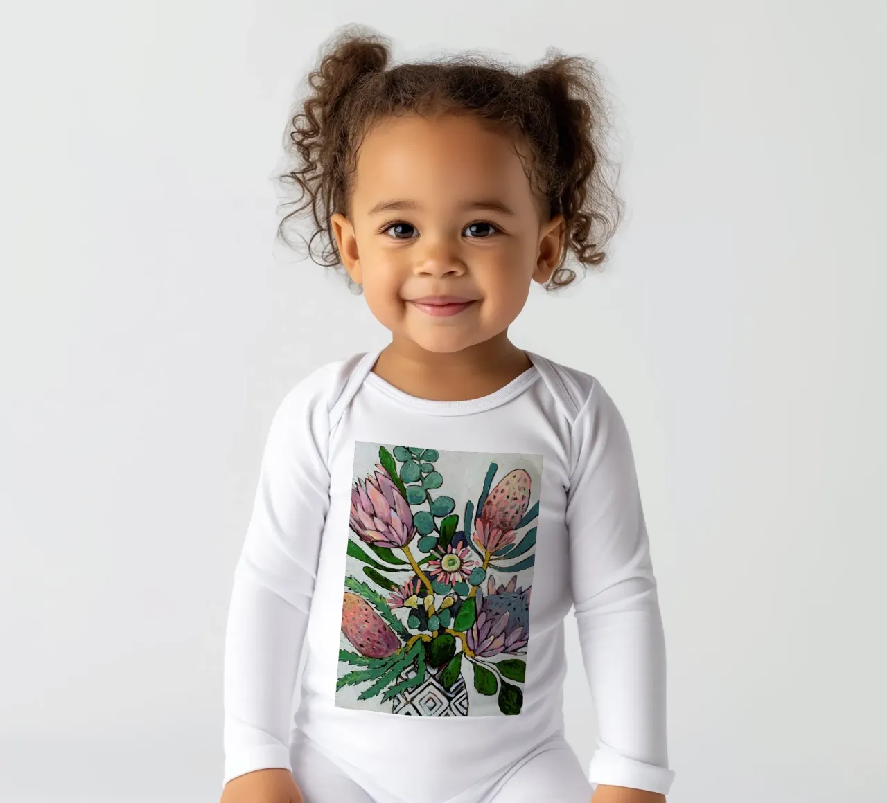 Native Flowers long-sleeve baby romper by Lila x Lola