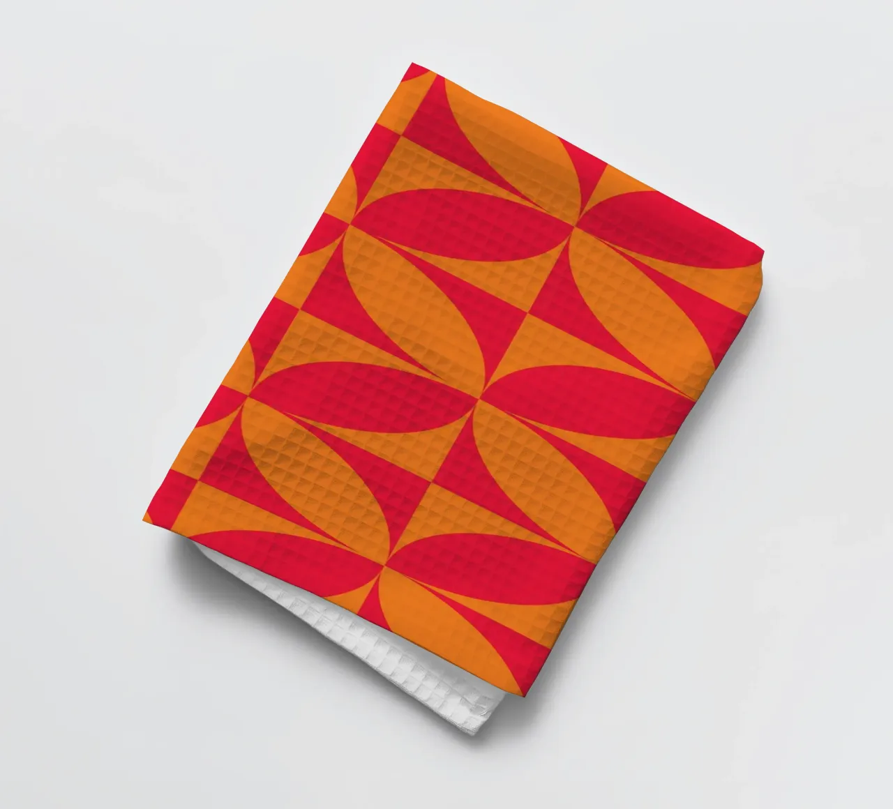 Sixties Bloom: Mid-Century Geometric, Orange & Red Trend Art tea towel by NorwesClub