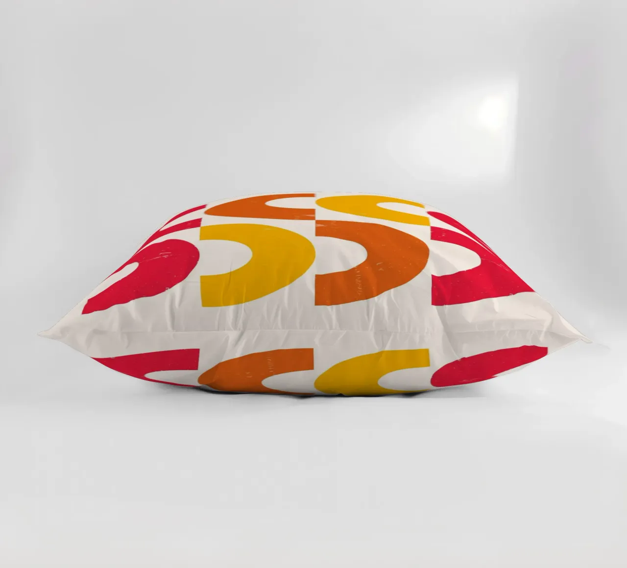 Retro Arcs: Geometric Abstract, Red & Orange Modern Art decorative cushion by NorwesClub