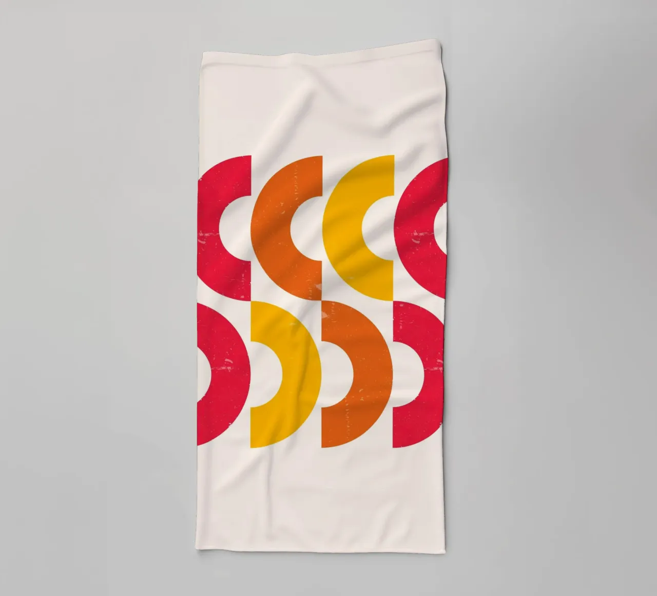 Retro Arcs: Geometric Abstract, Red & Orange Modern Art towel by NorwesClub