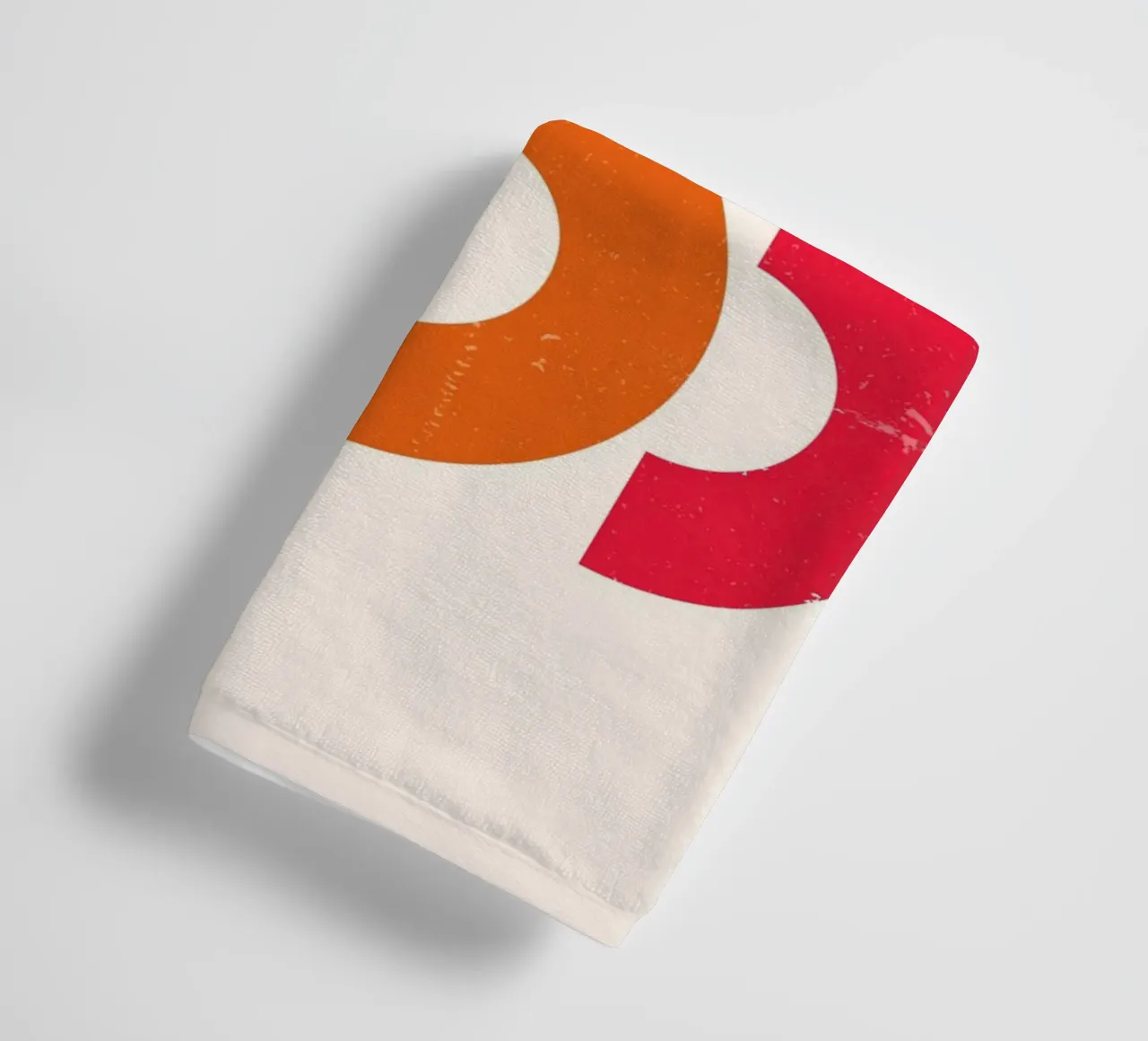 Retro Arcs: Geometric Abstract, Red & Orange Modern Art towel by NorwesClub
