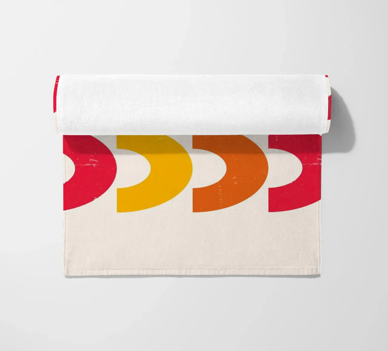 Retro Arcs: Geometric Abstract, Red & Orange Modern Art beach towel by NorwesClub